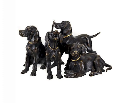 COLD PAINTED BRONZE DOG HUNTING 39ced2
