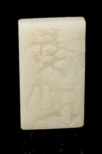 CHINESE WHITE JADE FIGURAL PLAQUEOf 39d031