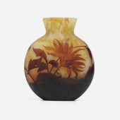 Daum. Vase with dahlias. c. 1910, acid-etched