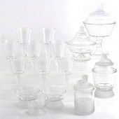 15 PIECES LALIQUE STYLE FROSTED GLASS