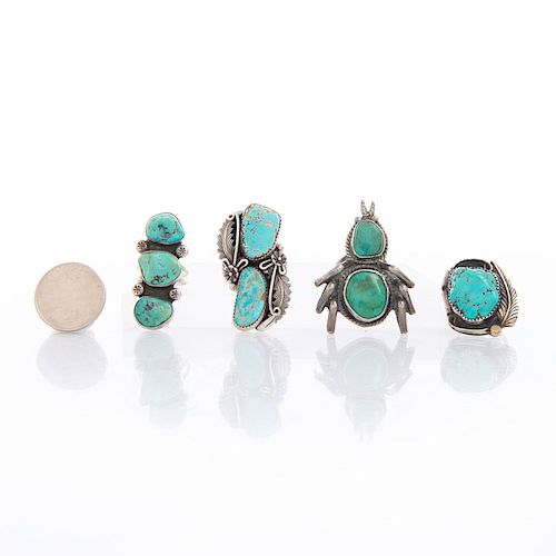 FOUR NATIVE AMERICAN TURQUOISE 39b747