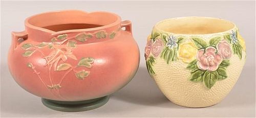 TWO ROSEVILLE ART POTTERY JARDINIERES Two 39ba07