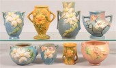 EIGHT PIECES OF ROSEVILLE ART POTTERY