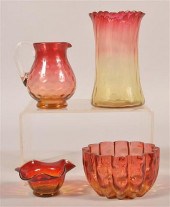 4 VARIOUS PIECES OF AMBERINA GLASS.4