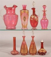 8 VARIOUS PIECES OF CRANBERRY VICTORIAN