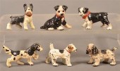 6 HUBLEY PAINTED CAST IRON DOG PARTY