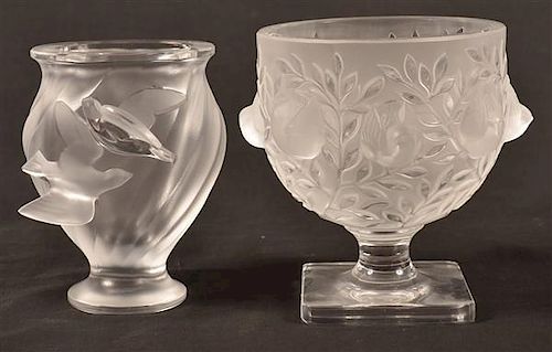 2 LALIQUE FRANCE FROSTED COLORLESS 39bbdf