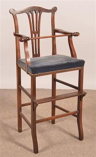 CHIPPENDALE MAHOGANY CHILD S HIGHCHAIR American 39bcf3