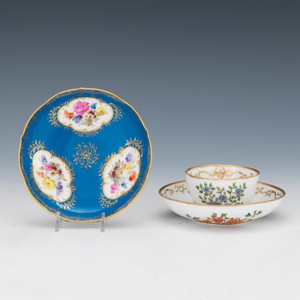 MEISSEN PORCELAIN TEACUP AND TWO 3a0c4b