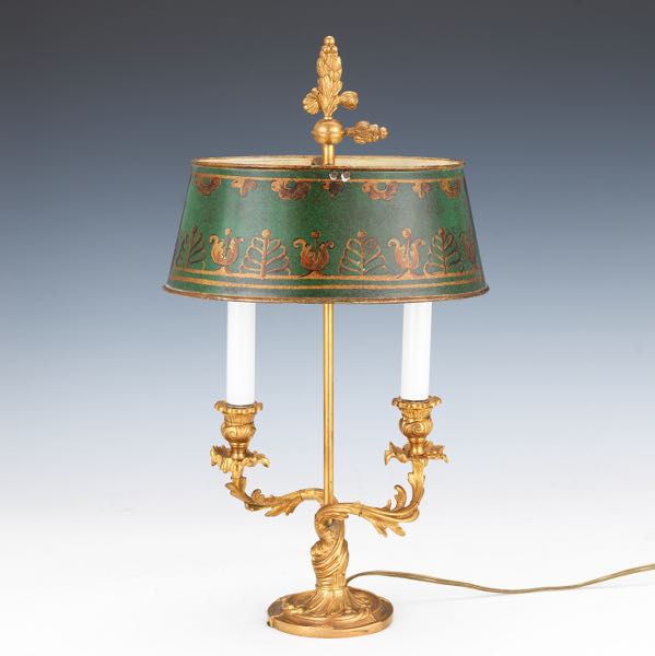 FRENCH BOUILLOTTE LAMP WITH GREEN 3a0c62