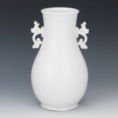 CHINESE BLANC DE CHINE VASE WITH DRAGON