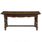A CONTINENTAL WALNUT REFECTORY TABLE