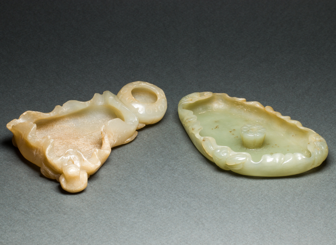 TWO CHINESE CELADON JADE BRUSH 3a1181