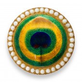 AN ART NOUVEAU ENAMEL, SEED PEARL AND