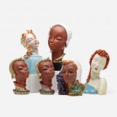 Art Deco. collection of six female busts.