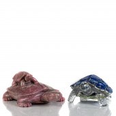 TWO HARDSTONE CARVED TURTLES Two 3a341c