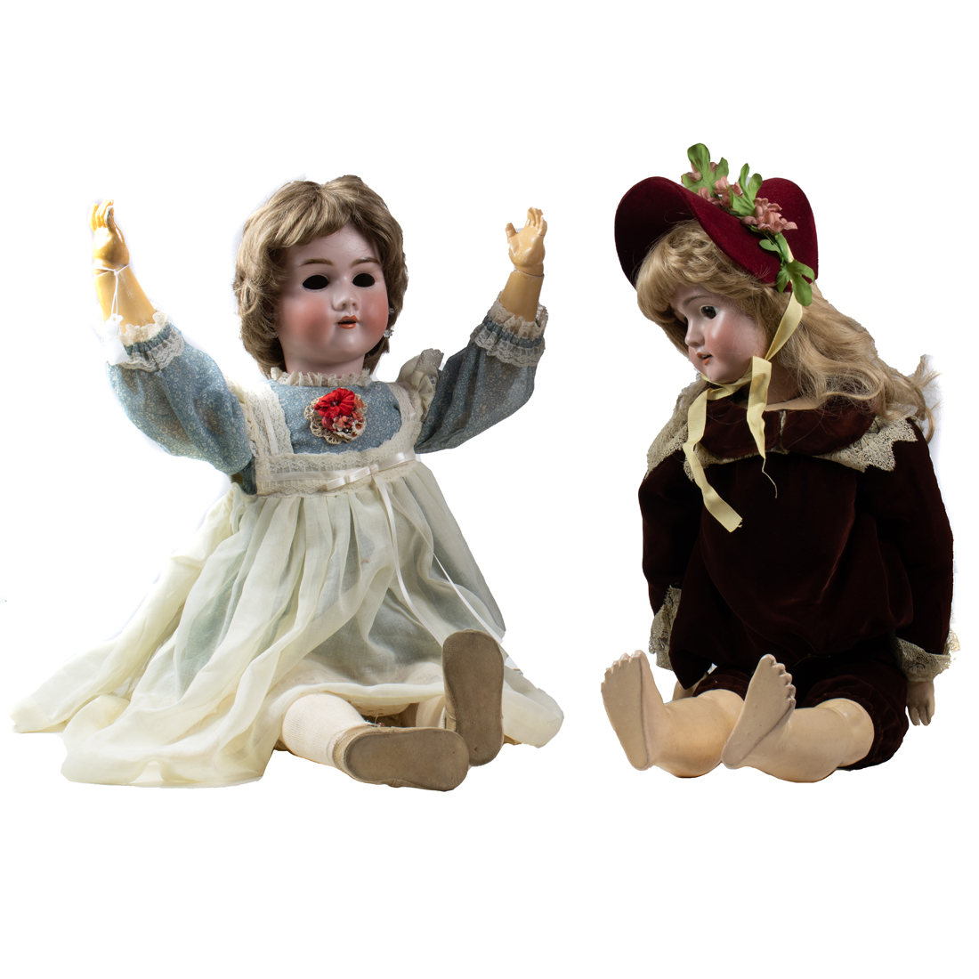  LOT OF 2 GERMAN BISQUE HEAD LADY 3a3ac0