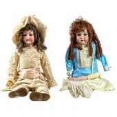(LOT OF 2) GERMAN BISQUE HEAD LADY DOLLS: