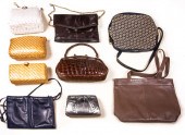 TWO SHELVES OF LADIES HANDBAGS, INCLUDING
