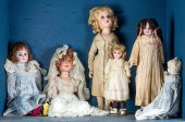 (LOT OF 6) BISQUE OR COMPOSITION DOLLS:
