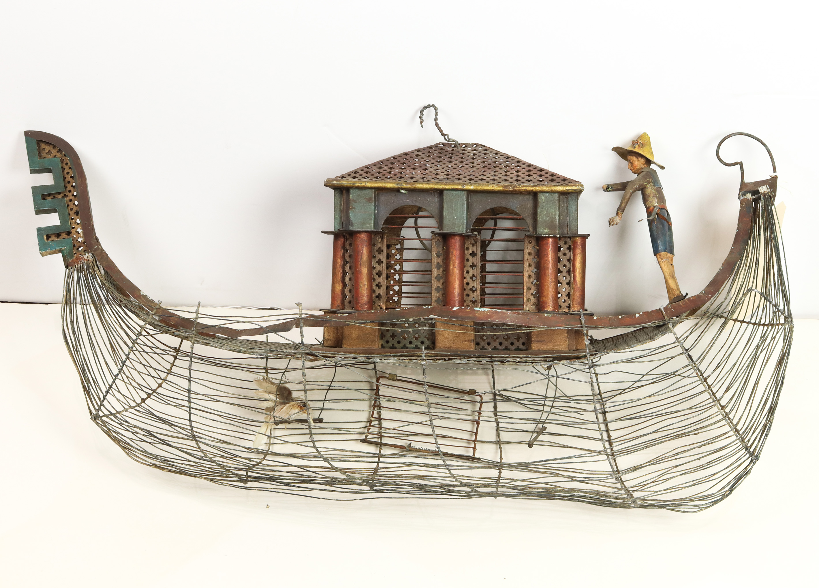 CHINESE STYLE BOAT FORM METAL BIRD 3a40c4