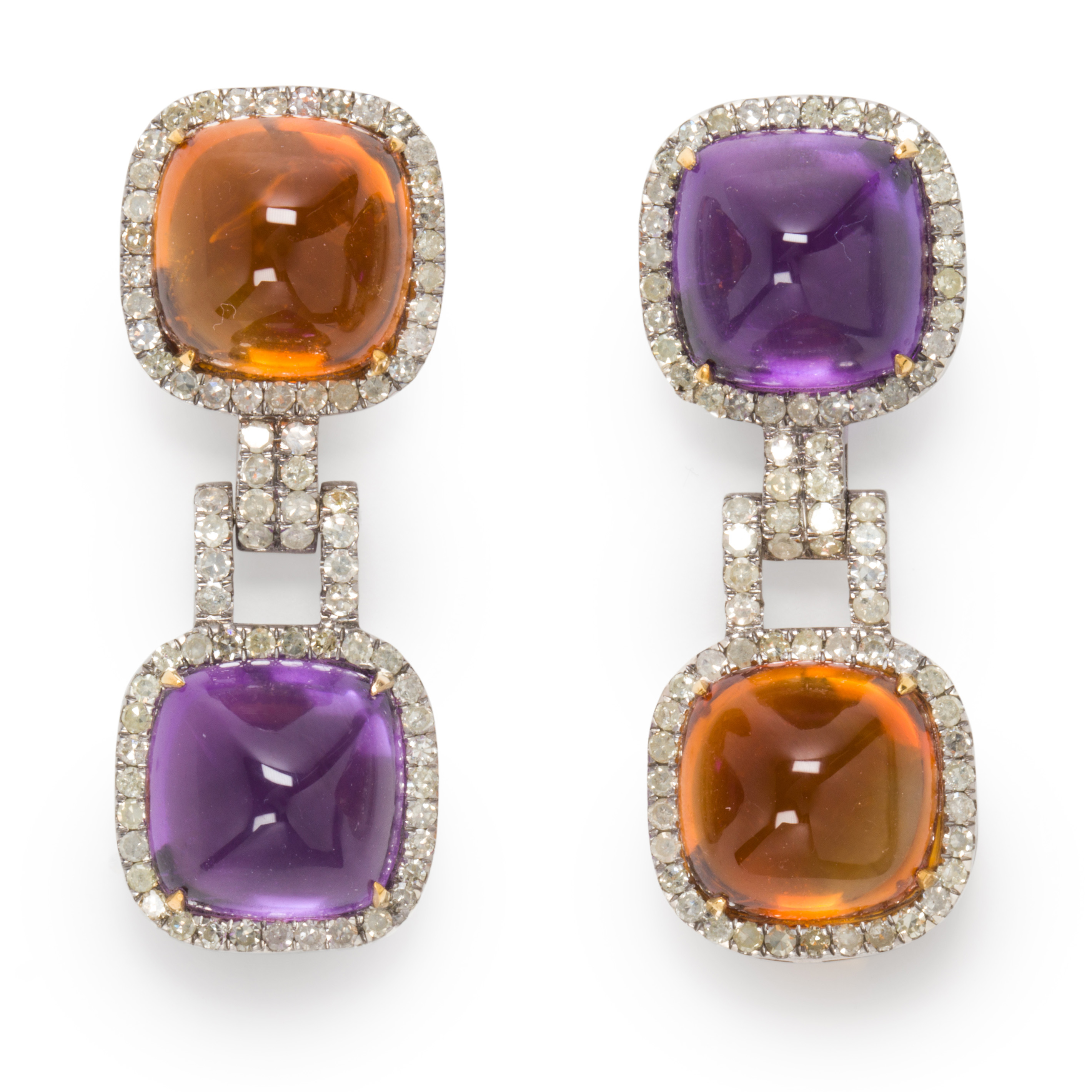 A PAIR OF CITRINE AMETHYST AND 3a41a3