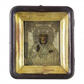 A RUSSIAN ICON OF ST NICHOLAS A Russian