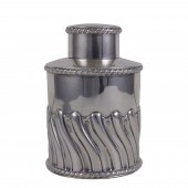 AN ENGLISH STERLING COVERED TEA CADDY