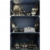 THREE SHELVES OF ASSOCIATED SILVER PLATE