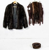 (LOT OF 5) FUR JACKETS, SCARVES AND