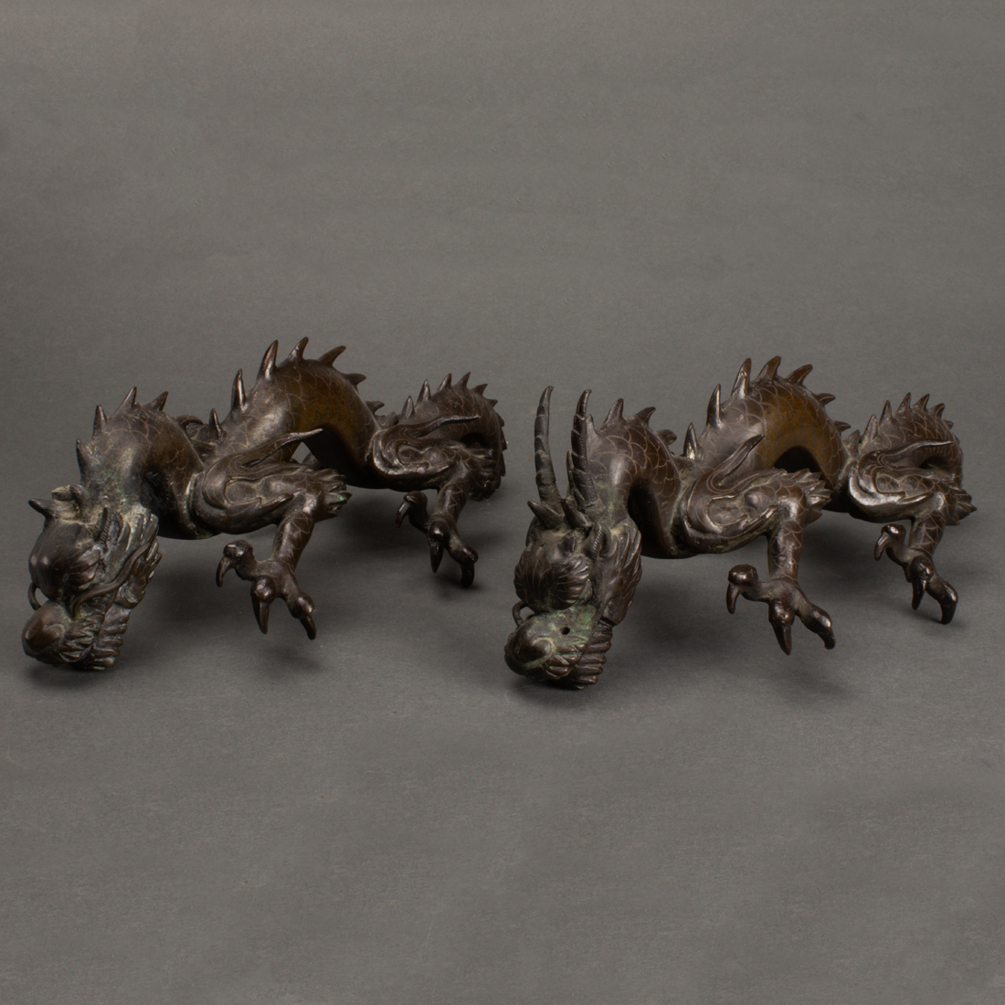 PAIR OF JAPANESE BRONZE DRAGONS 3a2ddf