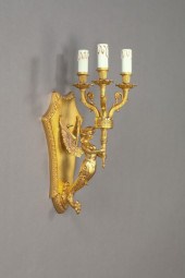 French Richly Gilded Brass Three Light 3a5aed