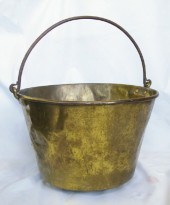 Monumental English Brass Laundry Kettle,