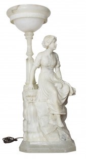 AN ALABASTER AND MARBLE FIGURAL PARLOR