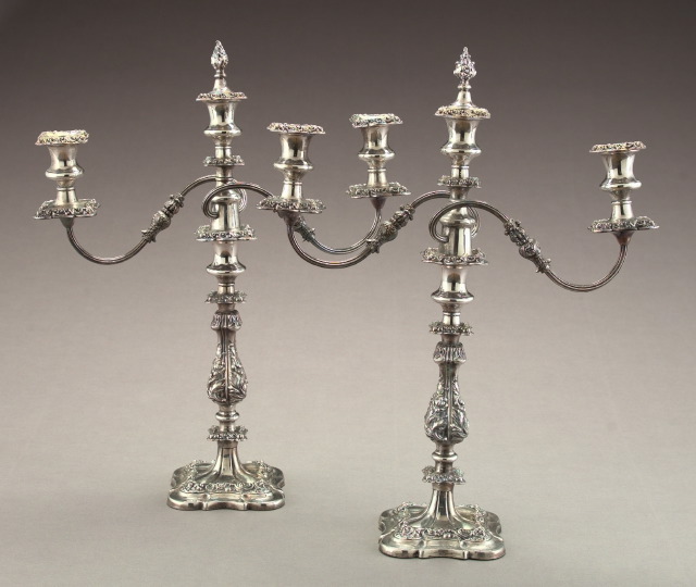 Tall Pair of English Weighted Silverplate
