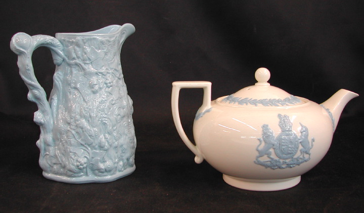 Two Blue Pottery Items,  one a