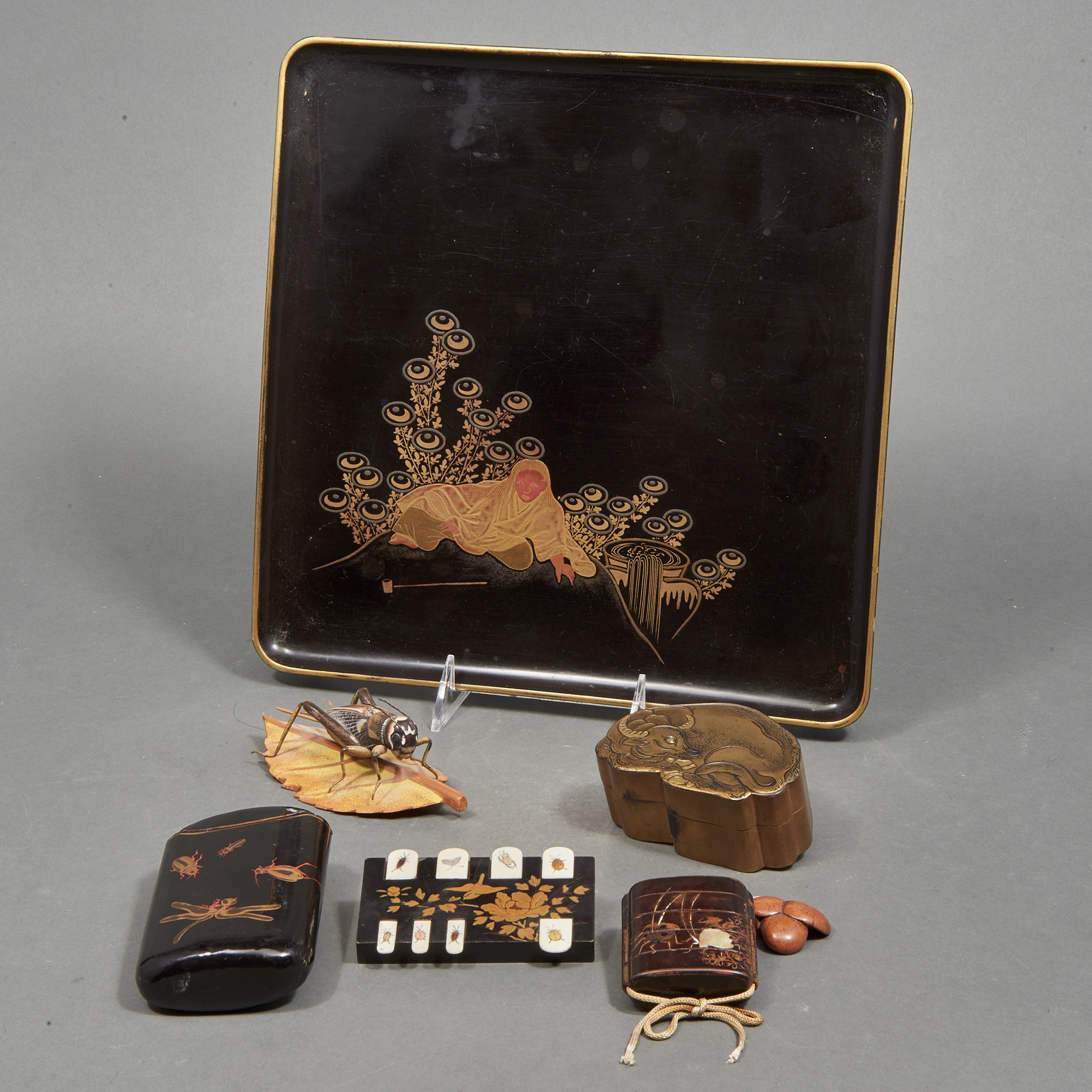  LOT OF 6 JAPANESE LACQUERED ITEMS 3a6575