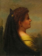 PAINTING, PORTRAIT OF WOMAN IN PROFILE