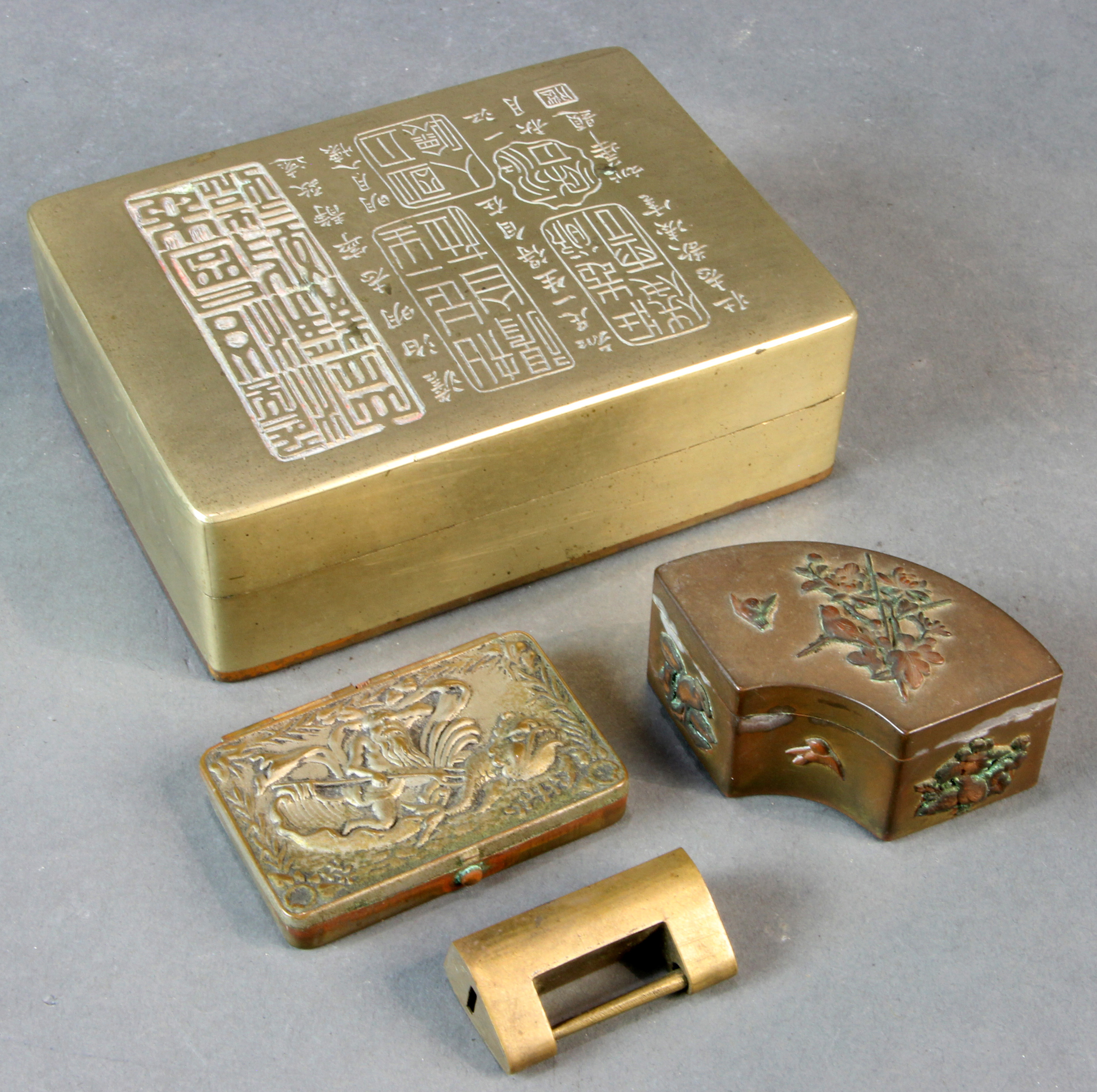  LOT OF 4 THREE ASIAN METAL BOXES 3a6c21