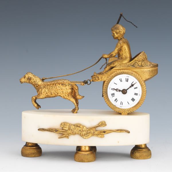 FRENCH FIGURAL CHARIOT CLOCK ON 3a6c8d