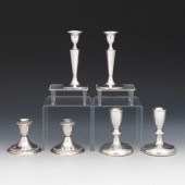 THREE PAIRS OF STERLING CANDLEHOLDERS