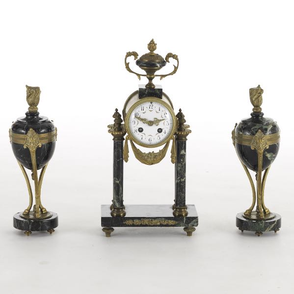 FRENCH BRONZE AND MARBLE GARNITURE