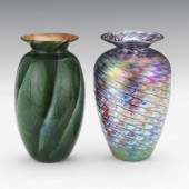 TWO ART GLASS CABINET VASES BY 3a70b6