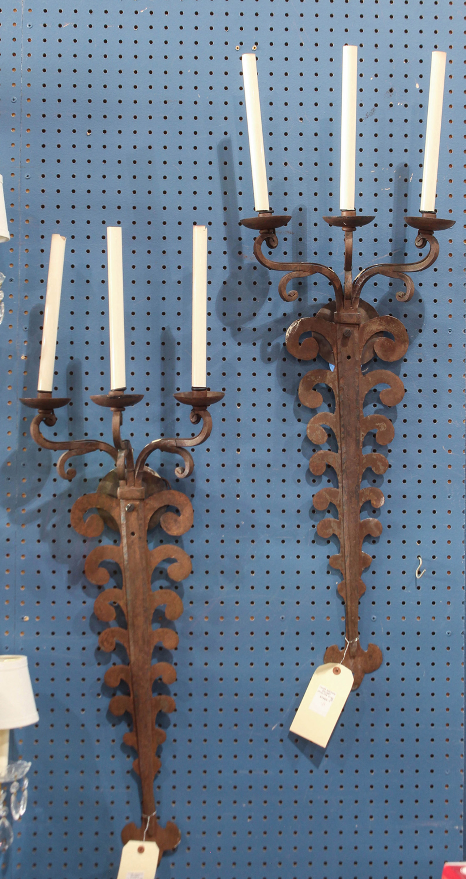 PAIR OF SPANISH REVIVAL WROUGHT 3a4a3b