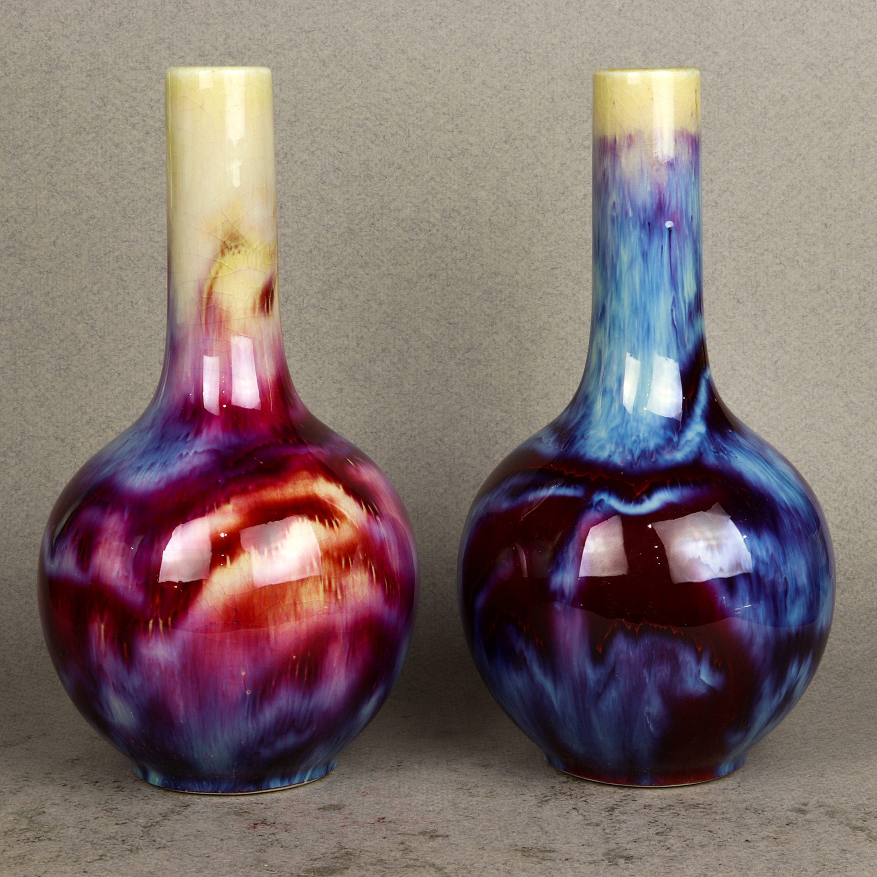  LOT OF 2 CHINESE FLAMBE GLAZED 3a4b0d