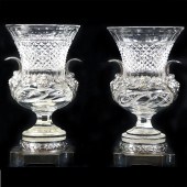 PAIR OF PAIRPOINT CUT GLASS AND BRONZE