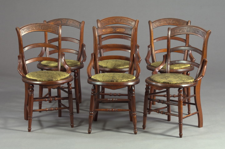 Suite of Six Victorian Walnut Dining 3a5363