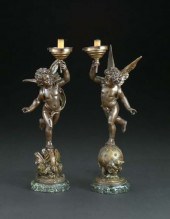 Near-Pair of French Bronze-Patinated