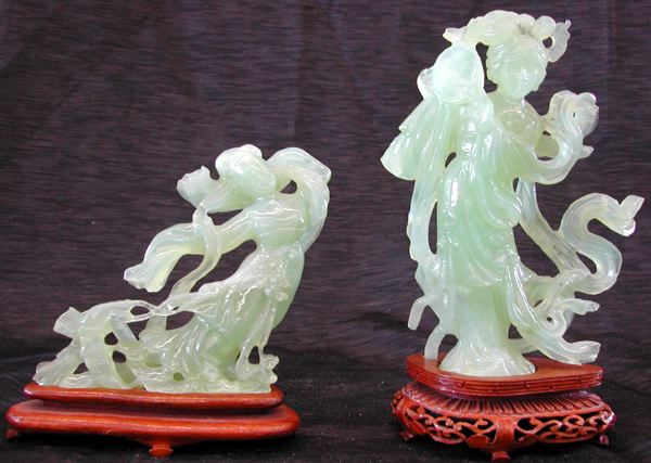 Two Jade Figures,  consisting of