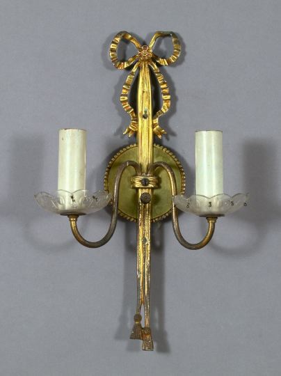 Trio of French Gilded Brass Two Light 3a57b0
